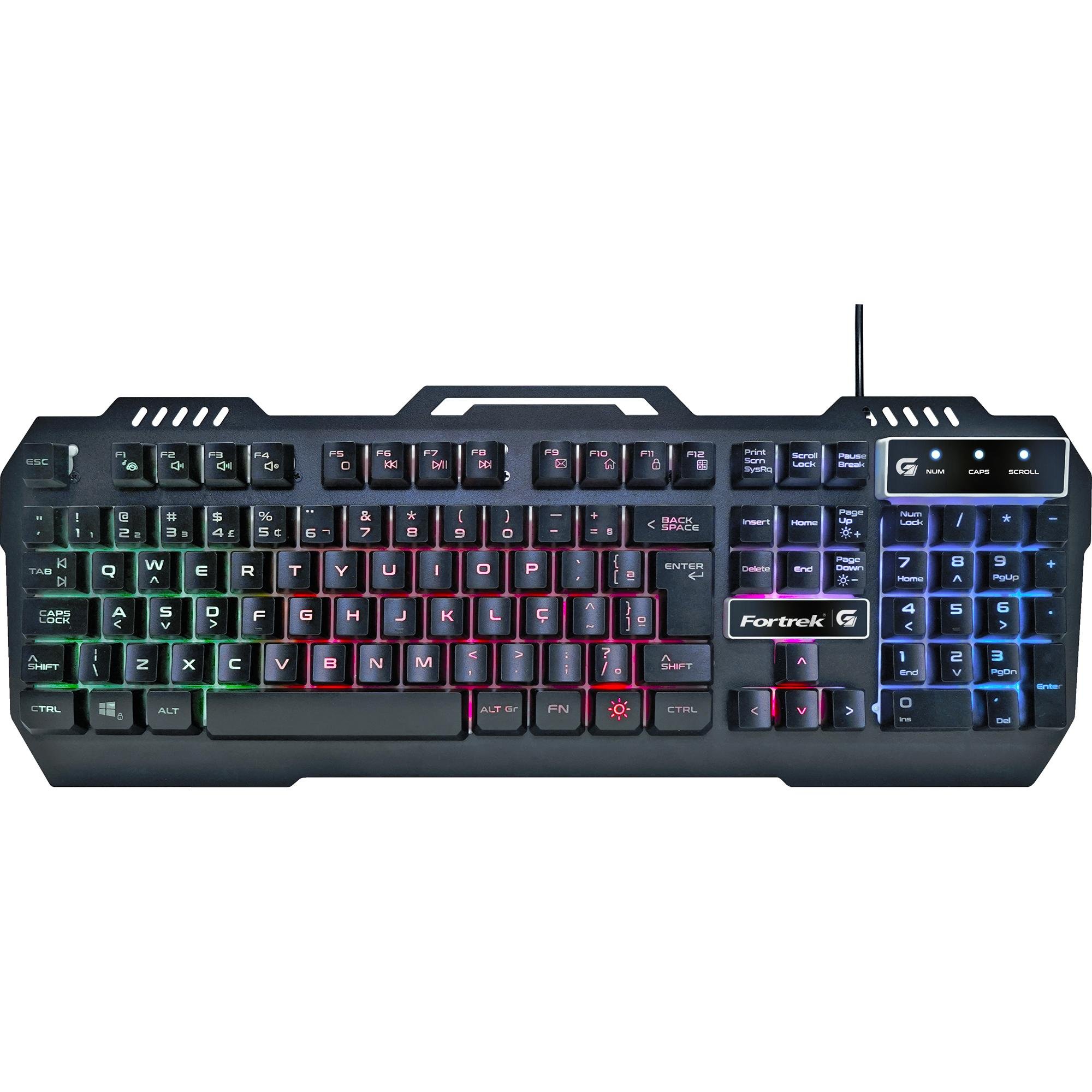 Teclado Fortrek Gamer Multimídia RGB CRUSADER Preto