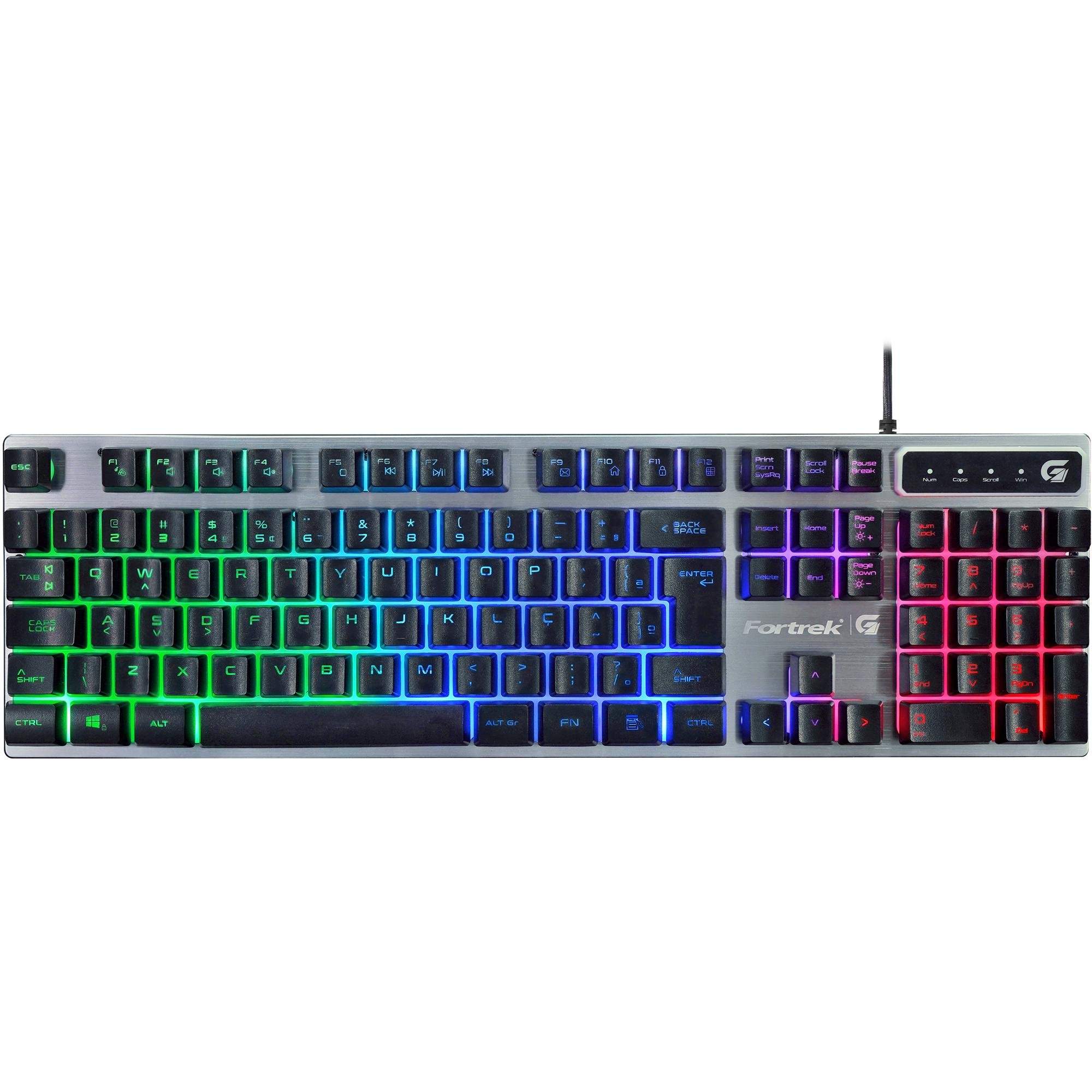 Teclado Fortrek Gamer Multimídia RGB VICKERS Preto