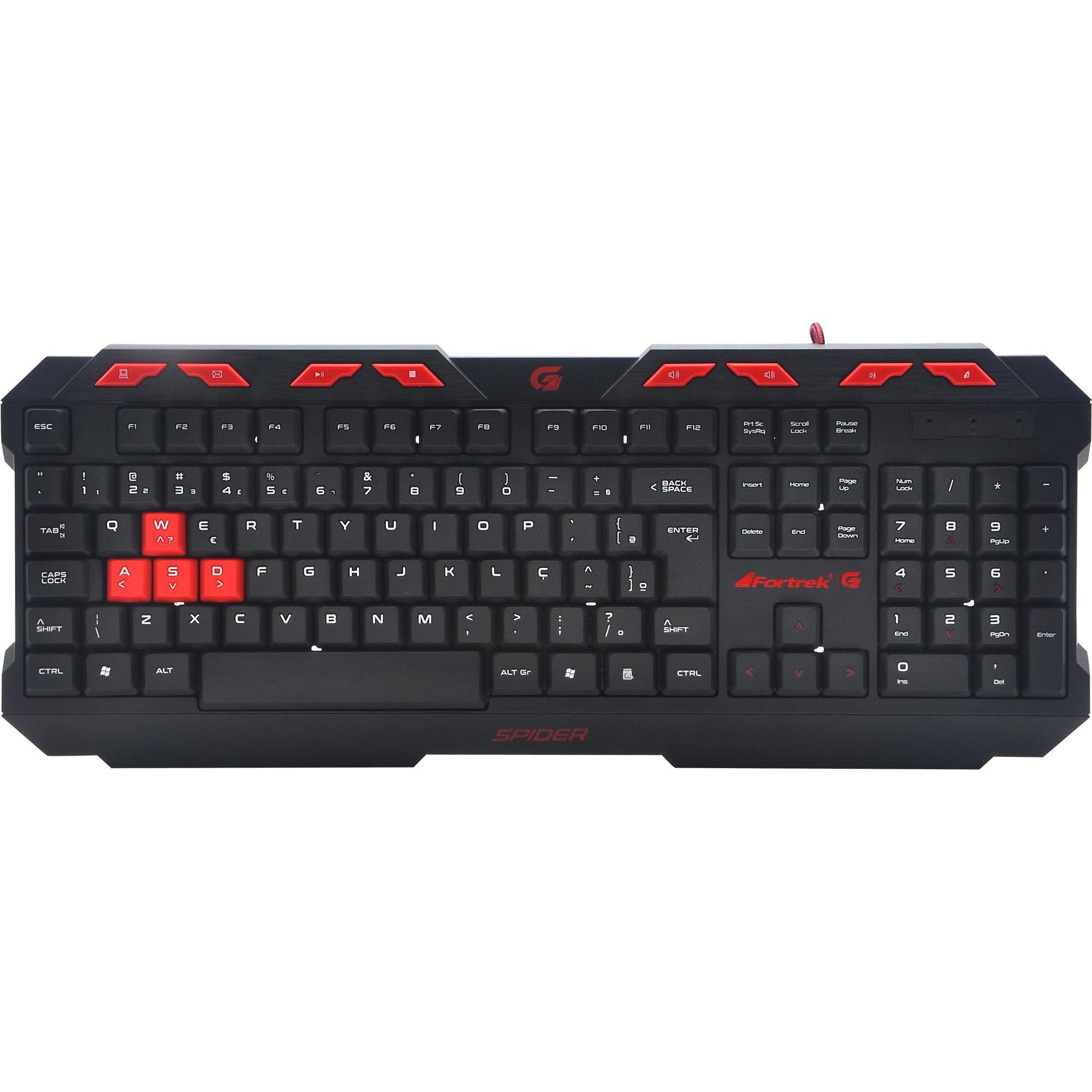 Teclado Fortrek Gamer SPIDER GK 706 Preto/Vermelho 