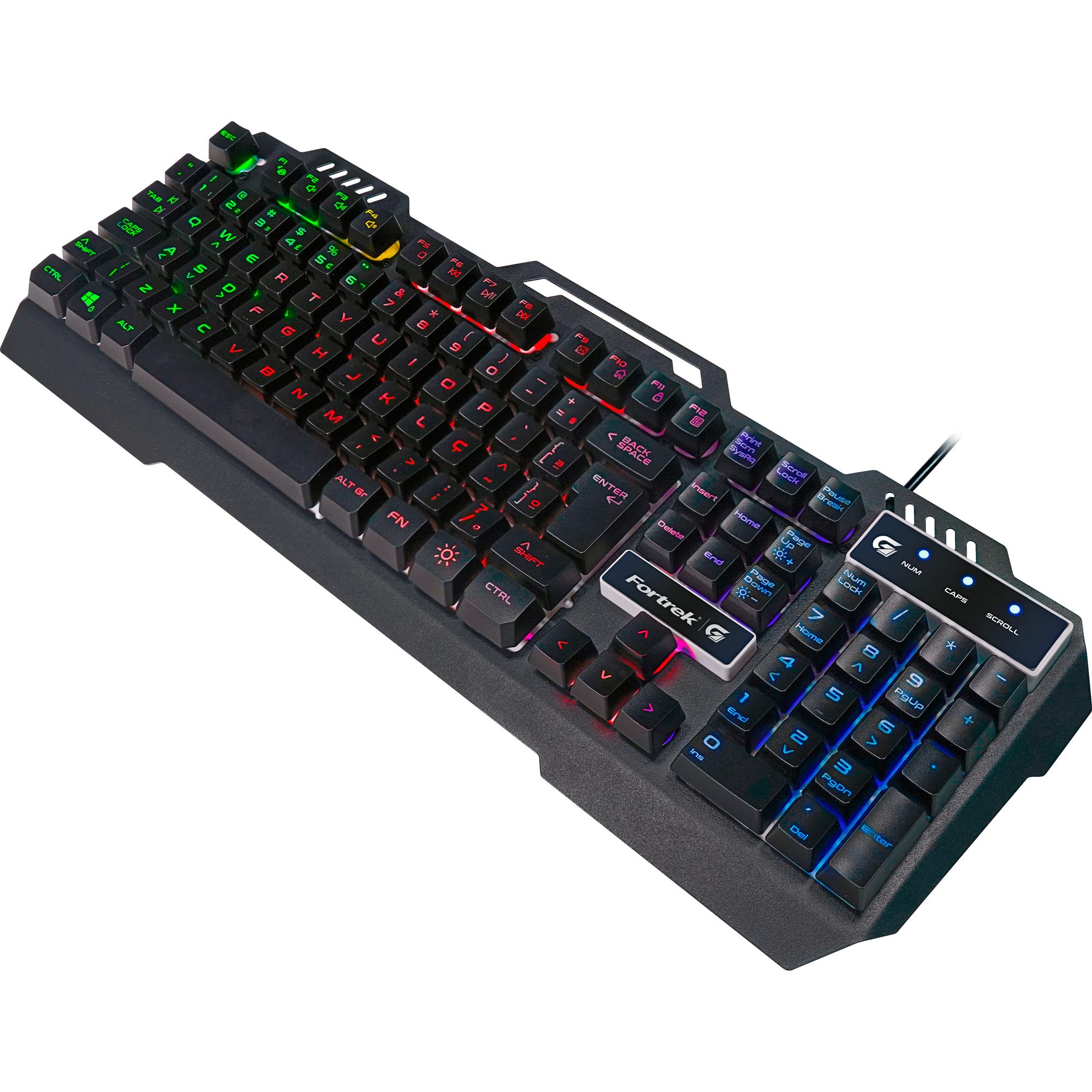 Teclado Fortrek Gamer Multimídia RGB CRUSADER Preto