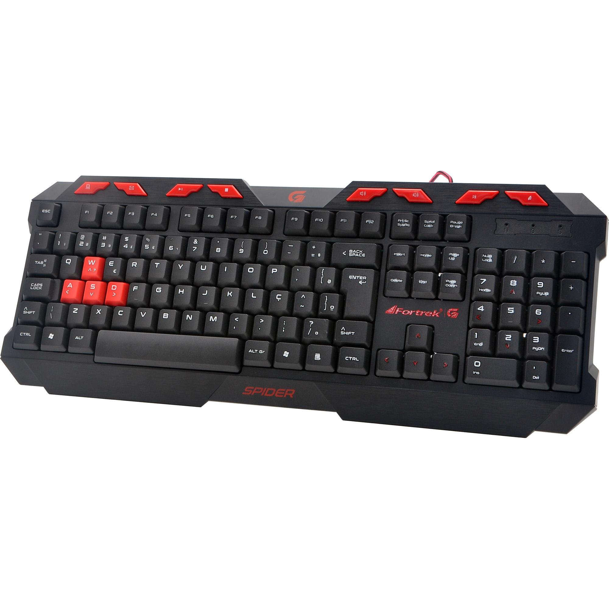 Teclado Fortrek Gamer SPIDER GK 706 Preto/Vermelho 