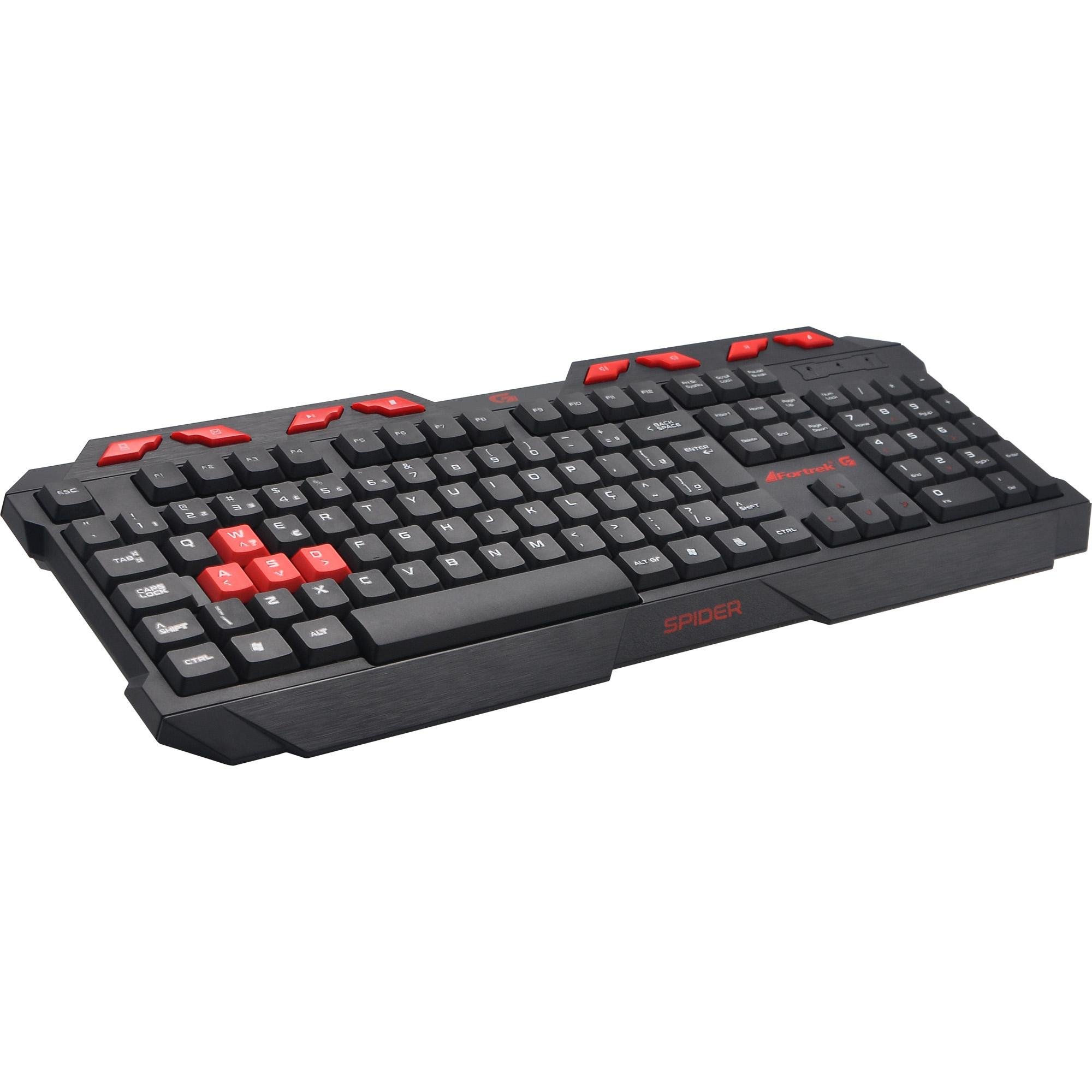 Teclado Fortrek Gamer SPIDER GK 706 Preto/Vermelho 