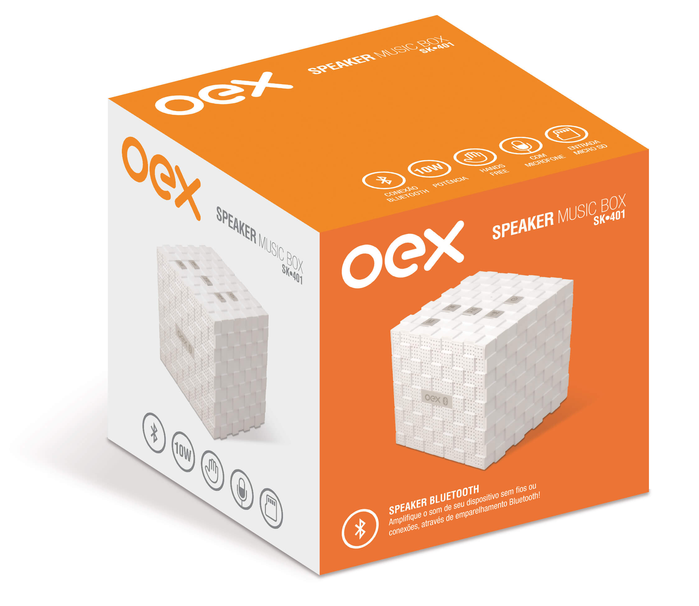 Caixa de Som Bluetooth/SD/FM SK 401 OEX - Branco